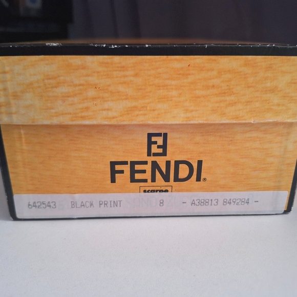 Fendi Shoes & Box Vintage Heel Print Fabric Size 8 #642543 Y2K 90's - Picture 15 of 16
